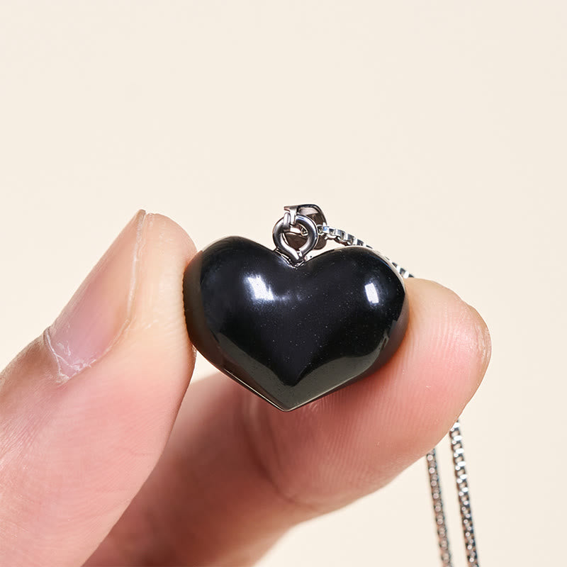 Buddha Stones Heart Design Amethyst Topaz Pink Crystal Opal Tiger Eye White Crystal Red Jasper Amazonite Green Aventurine Black Obsidian Citrine Balance Necklace Pendant