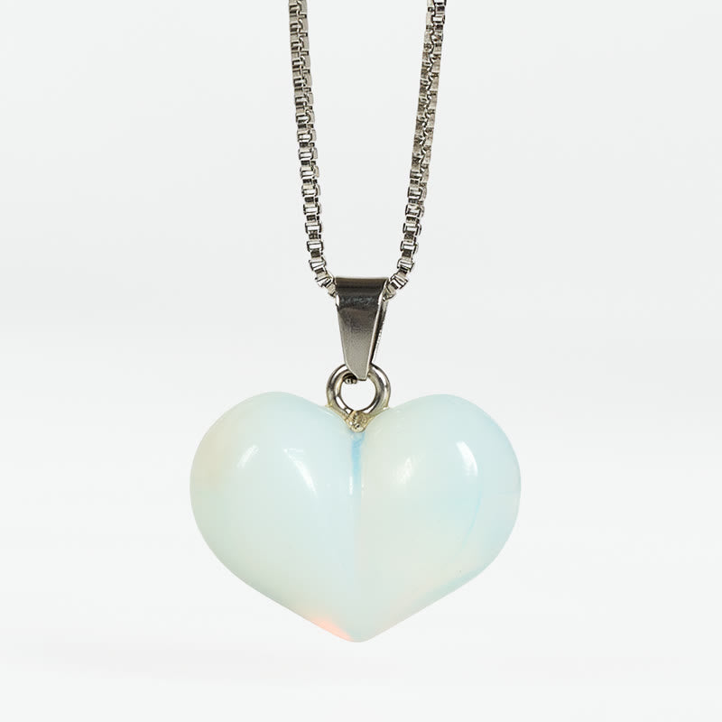 Buddha Stones Heart Design Amethyst Topaz Pink Crystal Opal Tiger Eye White Crystal Red Jasper Amazonite Green Aventurine Black Obsidian Citrine Balance Necklace Pendant