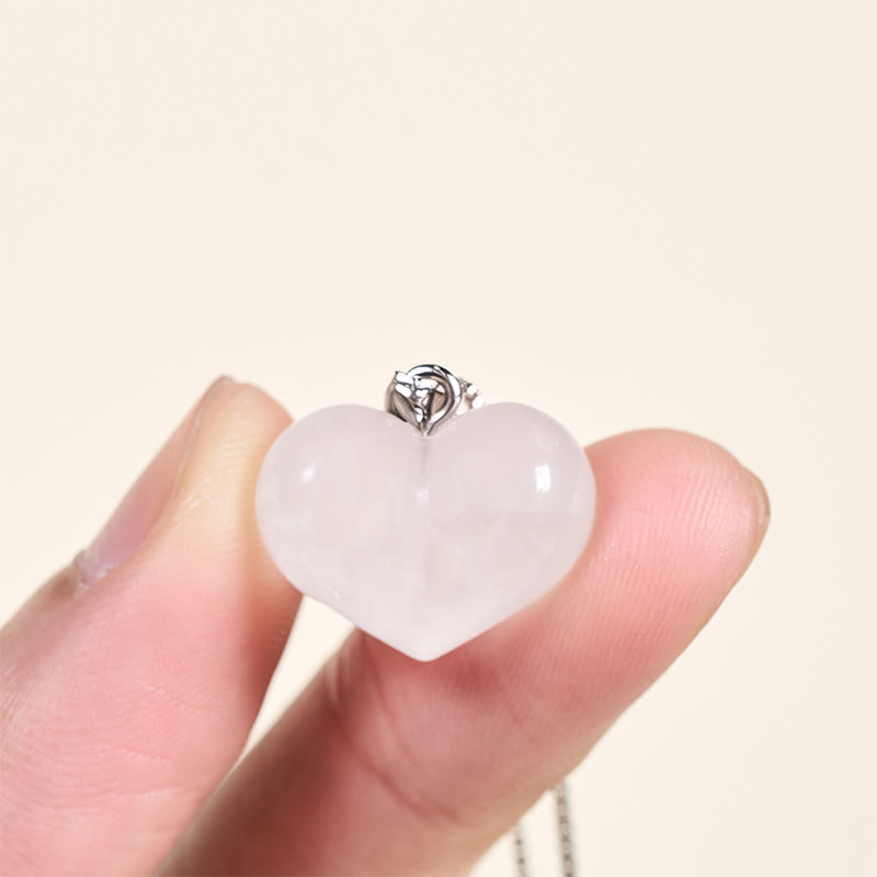 Buddha Stones Heart Design Amethyst Topaz Pink Crystal Opal Tiger Eye White Crystal Red Jasper Amazonite Green Aventurine Black Obsidian Citrine Balance Necklace Pendant