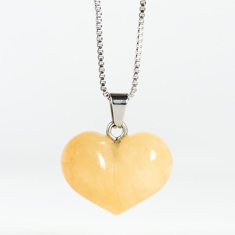 Buddha Stones Heart Design Amethyst Topaz Pink Crystal Opal Tiger Eye White Crystal Red Jasper Amazonite Green Aventurine Black Obsidian Citrine Balance Necklace Pendant