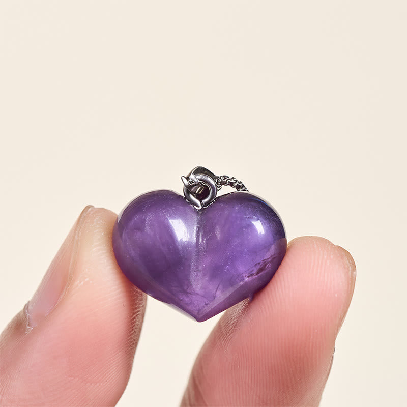 Buddha Stones Heart Design Amethyst Topaz Pink Crystal Opal Tiger Eye White Crystal Red Jasper Amazonite Green Aventurine Black Obsidian Citrine Balance Necklace Pendant