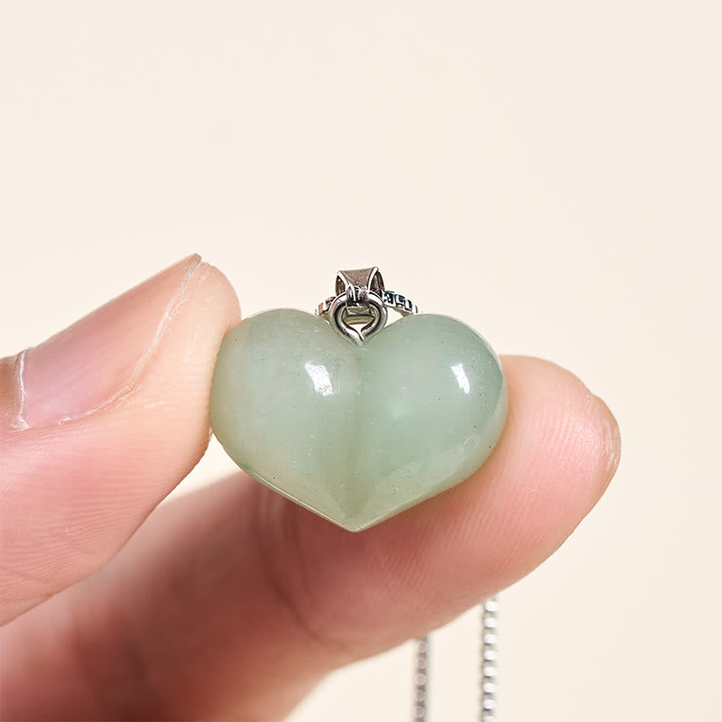 Buddha Stones Heart Design Amethyst Topaz Pink Crystal Opal Tiger Eye White Crystal Red Jasper Amazonite Green Aventurine Black Obsidian Citrine Balance Necklace Pendant