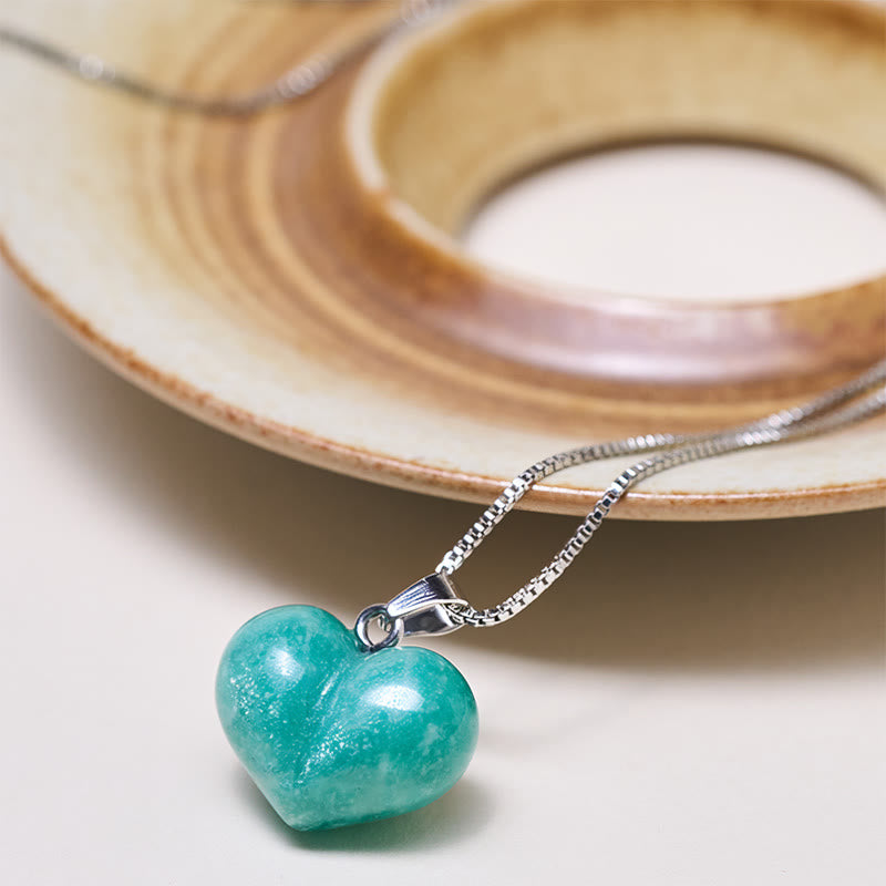 Buddha Stones Heart Design Amethyst Topaz Pink Crystal Opal Tiger Eye White Crystal Red Jasper Amazonite Green Aventurine Black Obsidian Citrine Balance Necklace Pendant