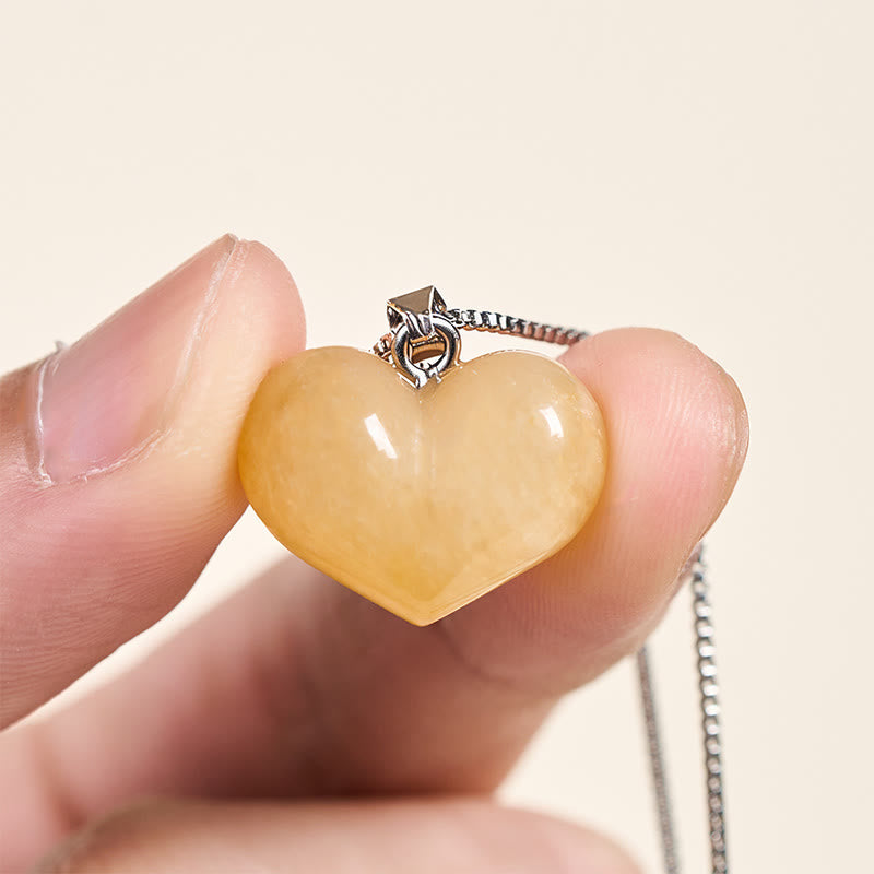 Buddha Stones Heart Design Amethyst Topaz Pink Crystal Opal Tiger Eye White Crystal Red Jasper Amazonite Green Aventurine Black Obsidian Citrine Balance Necklace Pendant