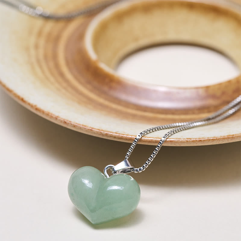 Buddha Stones Heart Design Amethyst Topaz Pink Crystal Opal Tiger Eye White Crystal Red Jasper Amazonite Green Aventurine Black Obsidian Citrine Balance Necklace Pendant