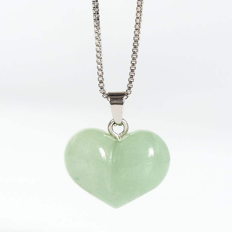 Buddha Stones Heart Design Amethyst Topaz Pink Crystal Opal Tiger Eye White Crystal Red Jasper Amazonite Green Aventurine Black Obsidian Citrine Balance Necklace Pendant