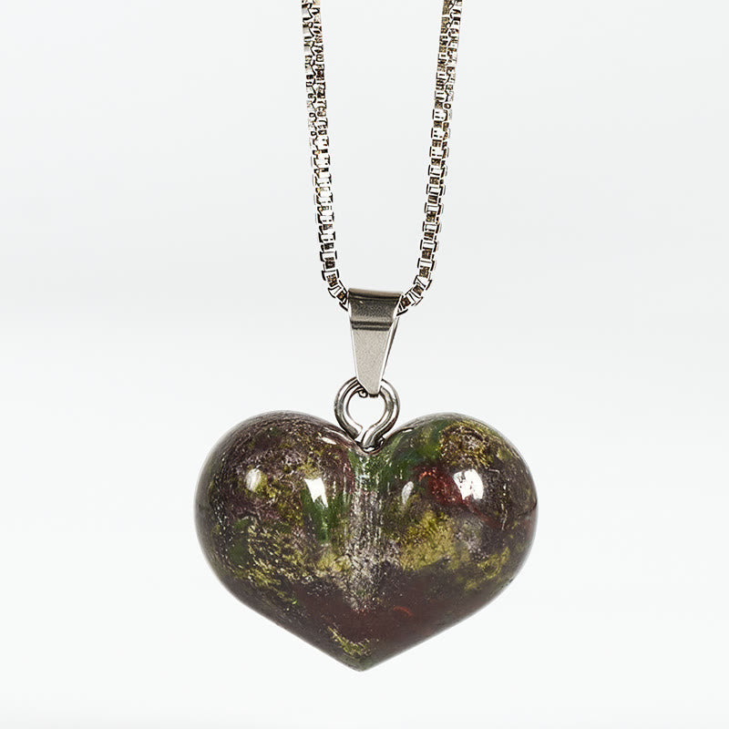 Buddha Stones Heart Design Amethyst Topaz Pink Crystal Opal Tiger Eye White Crystal Red Jasper Amazonite Green Aventurine Black Obsidian Citrine Balance Necklace Pendant