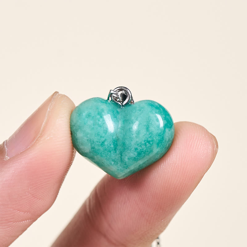 Buddha Stones Heart Design Amethyst Topaz Pink Crystal Opal Tiger Eye White Crystal Red Jasper Amazonite Green Aventurine Black Obsidian Citrine Balance Necklace Pendant