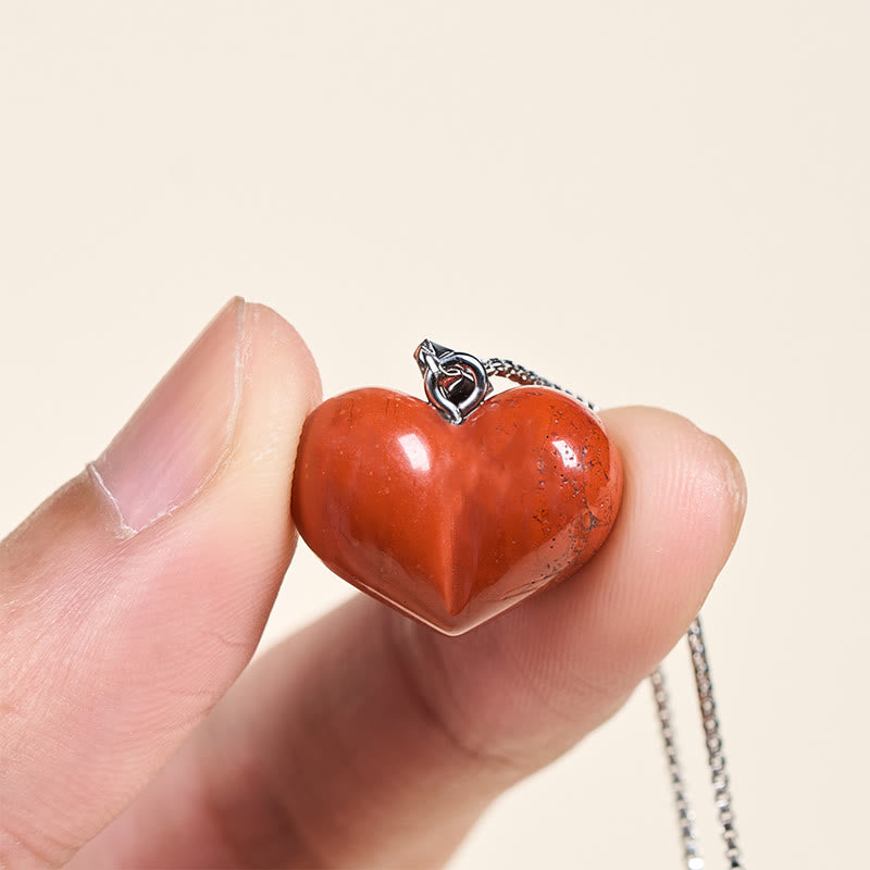 Buddha Stones Heart Design Amethyst Topaz Pink Crystal Opal Tiger Eye White Crystal Red Jasper Amazonite Green Aventurine Black Obsidian Citrine Balance Necklace Pendant