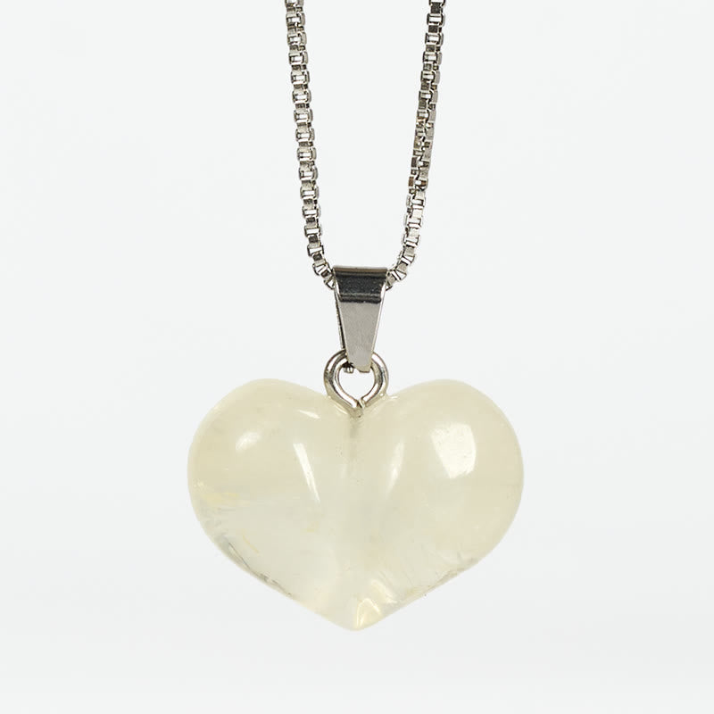 Buddha Stones Heart Design Amethyst Topaz Pink Crystal Opal Tiger Eye White Crystal Red Jasper Amazonite Green Aventurine Black Obsidian Citrine Balance Necklace Pendant