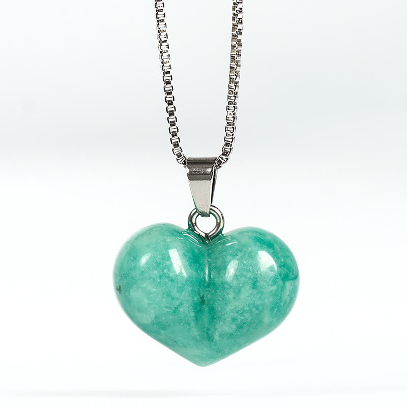 Buddha Stones Heart Design Amethyst Topaz Pink Crystal Opal Tiger Eye White Crystal Red Jasper Amazonite Green Aventurine Black Obsidian Citrine Balance Necklace Pendant