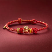 Buddha Stones Cat Copper Red String Luck Bracelet