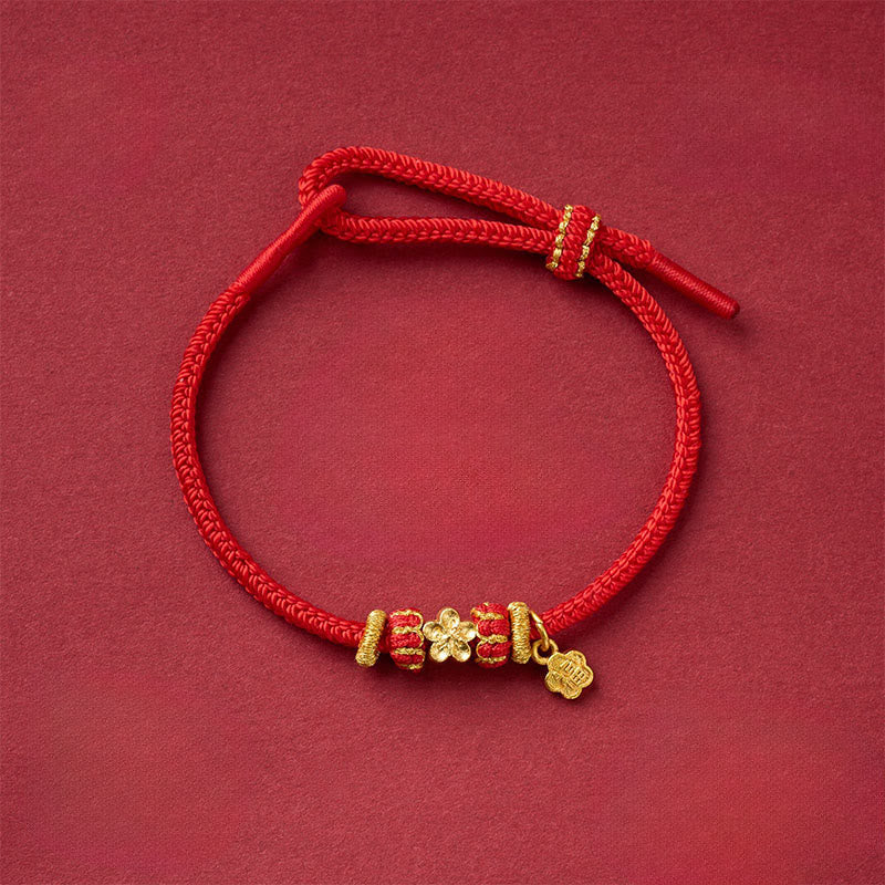Buddha Stones Om Mani Padme Hum Fu Character Copper Red String Luck Bracelet
