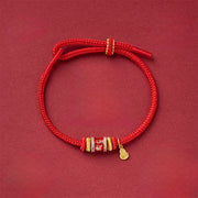 Buddha Stones Om Mani Padme Hum Fu Character Copper Red String Luck Bracelet