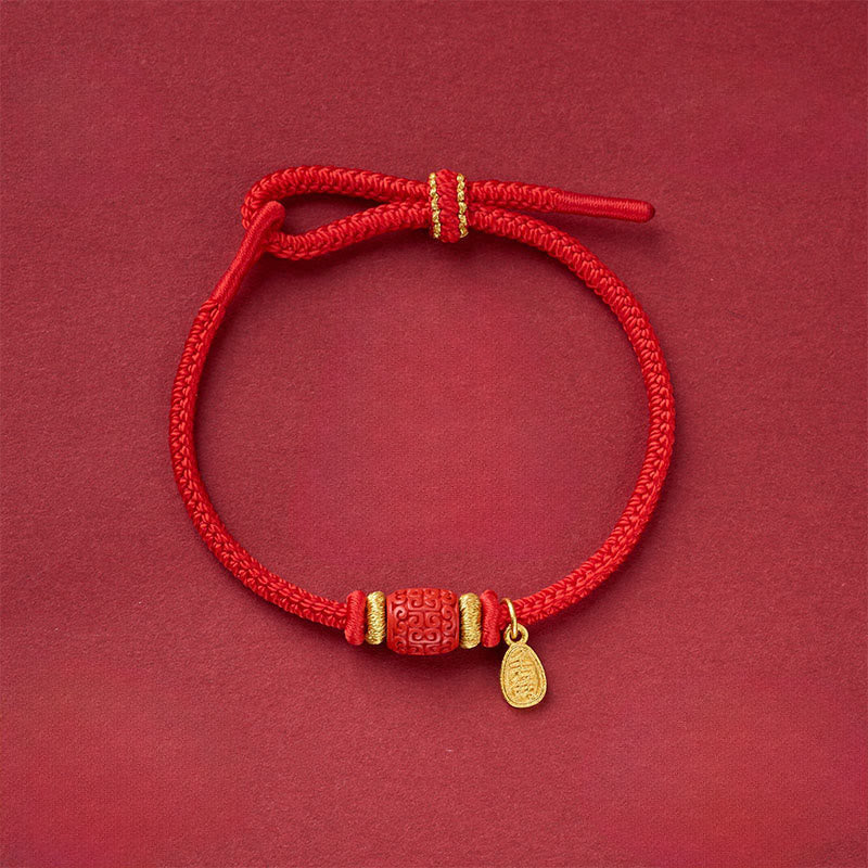 Buddha Stones Om Mani Padme Hum Fu Character Copper Red String Luck Bracelet