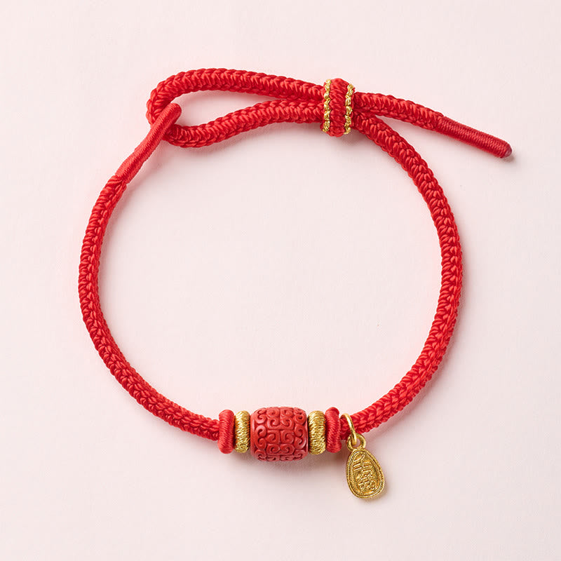 Buddha Stones Om Mani Padme Hum Fu Character Copper Red String Luck Bracelet