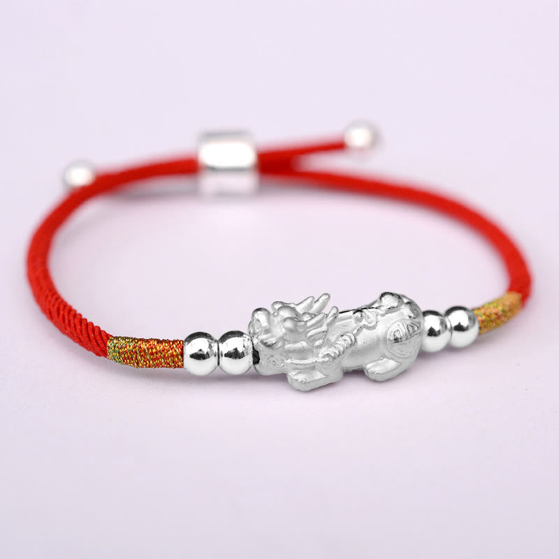 EverestArtstudios 24K Gold-Plated PiXiu Luck Red String Bracelet