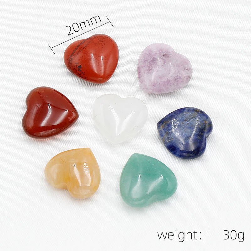 Buddha Stones "May Love Surround You" Natural 6Pcs Small Amethyst Red Jasper Red Agate Topaz Green Aventurine Love Stone Decoration Includes Gift Message Card