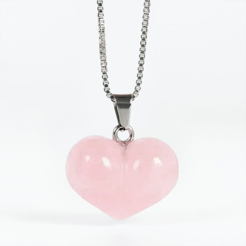 Buddha Stones Heart Design Amethyst Topaz Pink Crystal Opal Tiger Eye White Crystal Red Jasper Amazonite Green Aventurine Black Obsidian Citrine Balance Necklace Pendant