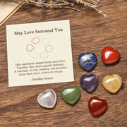 Buddha Stones "May Love Surround You" Natural 6Pcs Small Amethyst Red Jasper Red Agate Topaz Green Aventurine Love Stone Decoration Includes Gift Message Card