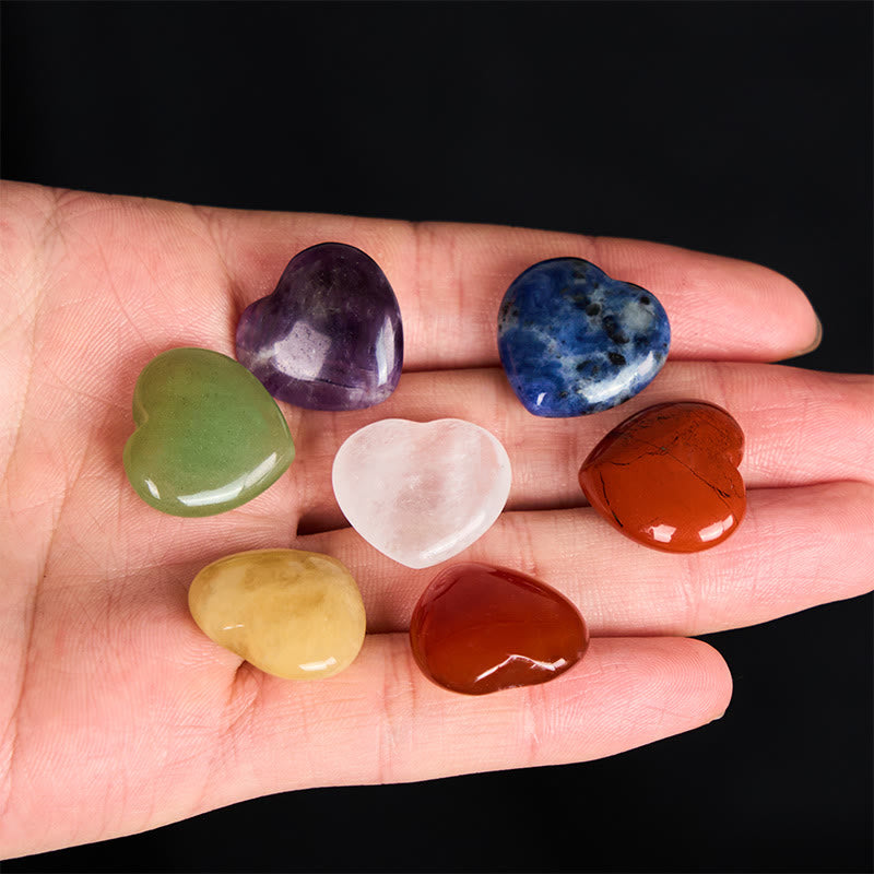 Buddha Stones "May Love Surround You" Natural 6Pcs Small Amethyst Red Jasper Red Agate Topaz Green Aventurine Love Stone Decoration Includes Gift Message Card