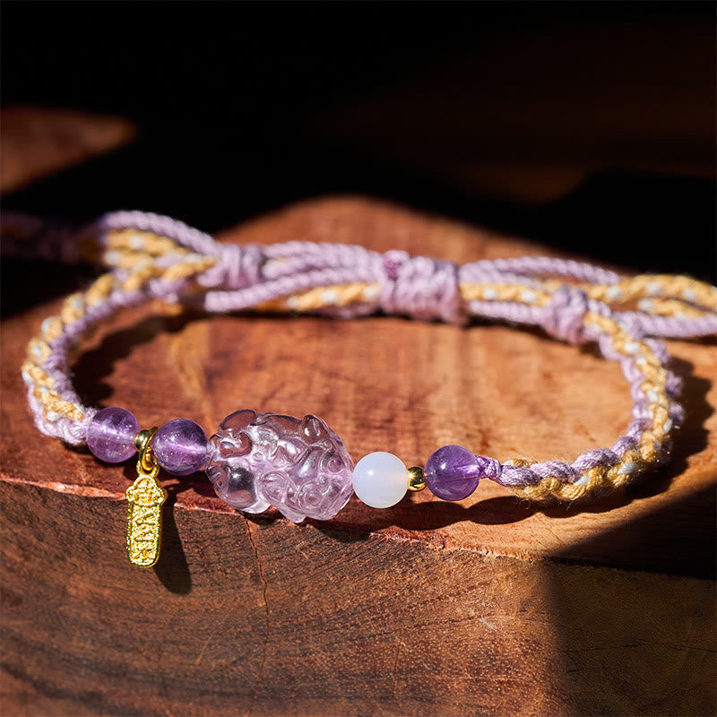 Buddha Stones Amethyst Pixiu Balance Lucky Bracelet