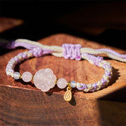 Buddha Stones Pink Crystal Cat Warmth Love Bracelet