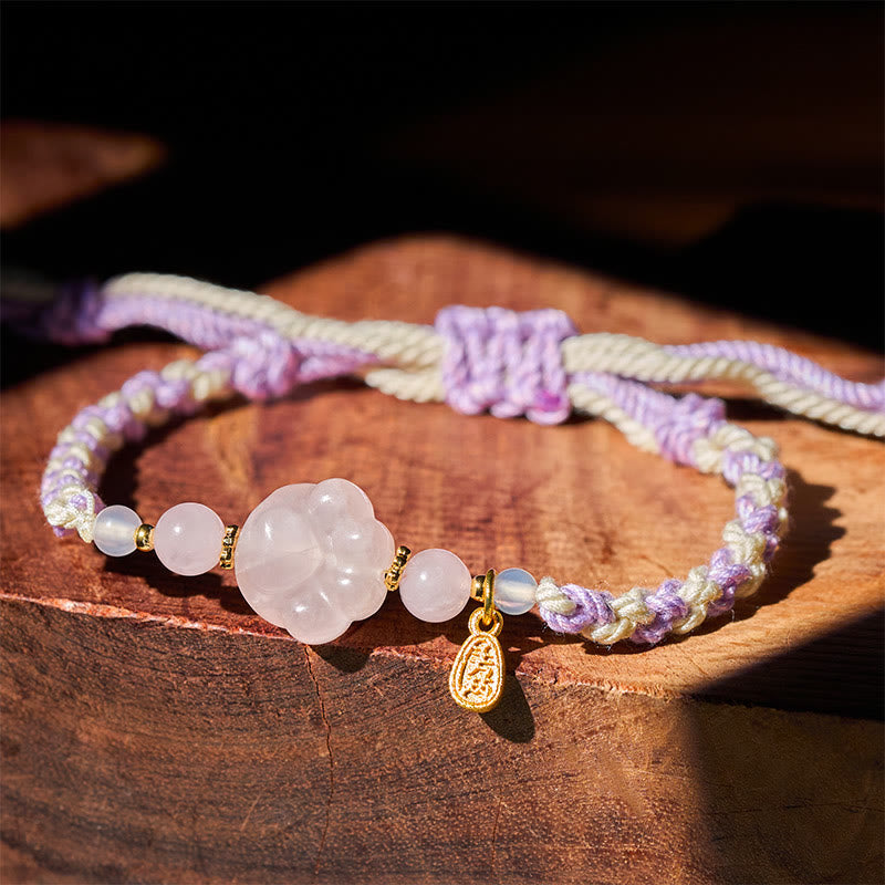 Buddha Stones Pink Crystal Cat Warmth Love Bracelet