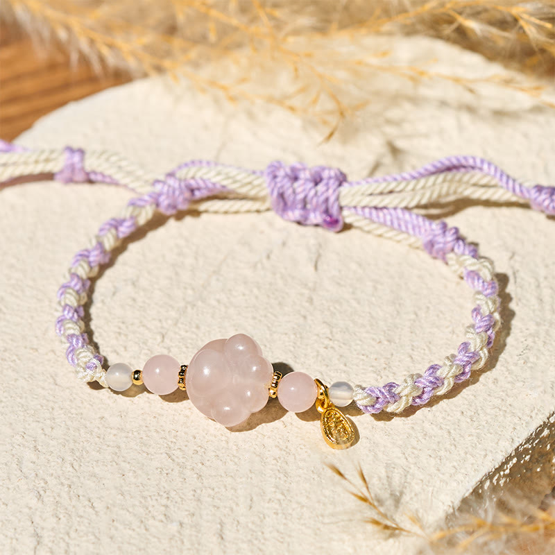 Buddha Stones Pink Crystal Cat Warmth Love Bracelet