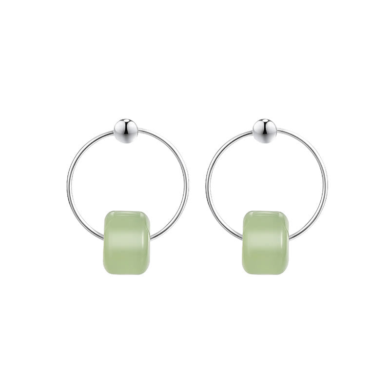EverestArtstudios 925 Sterling Silver Hetian Jade Prosperity Earrings