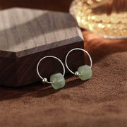 EverestArtstudios 925 Sterling Silver Hetian Jade Prosperity Earrings