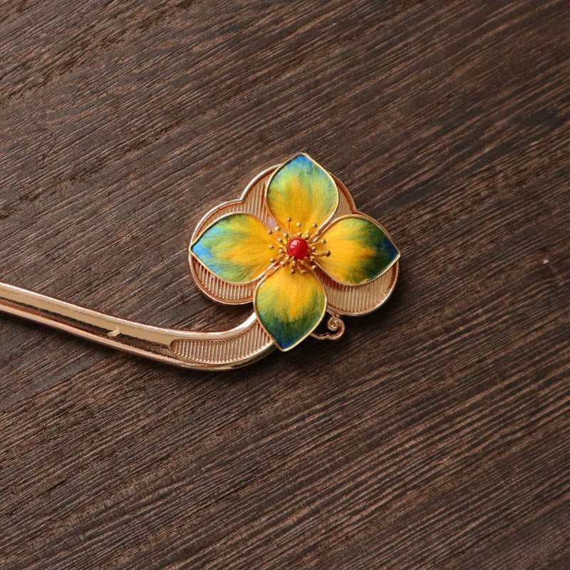 EverestArtStudios Red Agate Turquoise Bead Calm Confidence Velvet Flower Tassel Hairpin
