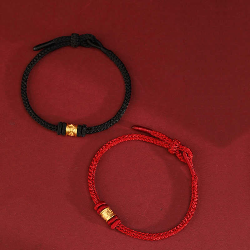 Buddha Stones Tibet Handmade 999 Gold Om Mani Padme Hum Luck Protection Bracelet