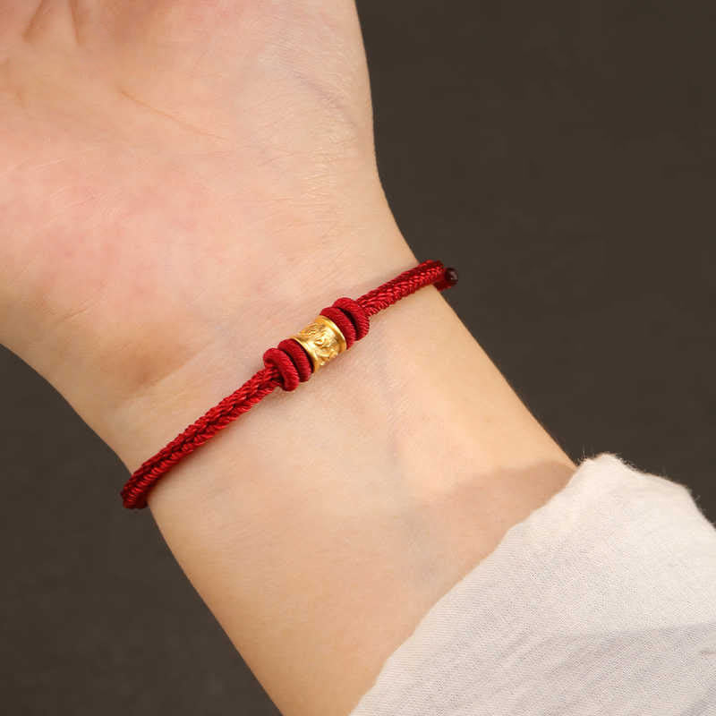 Buddha Stones Tibet Handmade 999 Gold Om Mani Padme Hum Luck Protection Bracelet
