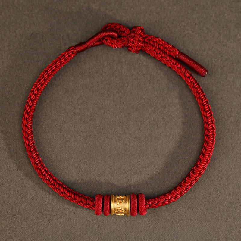 Buddha Stones Tibet Handmade 999 Gold Om Mani Padme Hum Luck Protection Bracelet