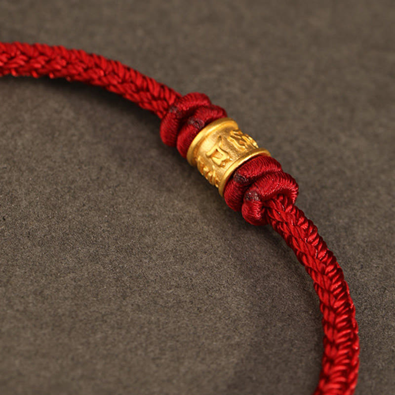 Buddha Stones Tibet Handmade 999 Gold Om Mani Padme Hum Luck Protection Bracelet