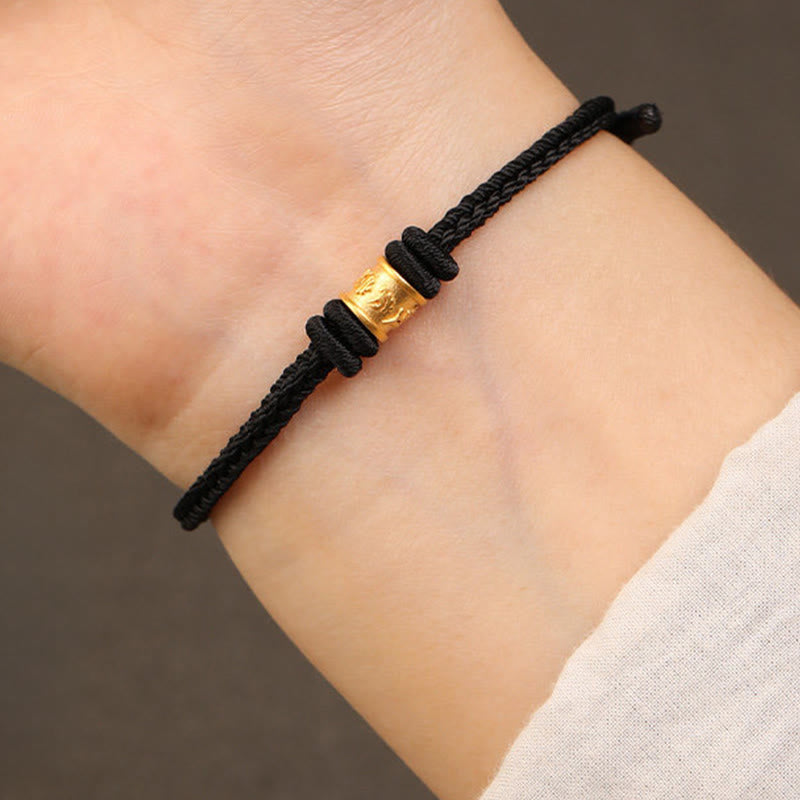 Buddha Stones Tibet Handmade 999 Gold Om Mani Padme Hum Luck Protection Bracelet