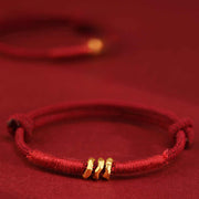 Buddha Stones 999 Gold Ring Design Handmade Luck Braided Red Rope Bracelet Anklet