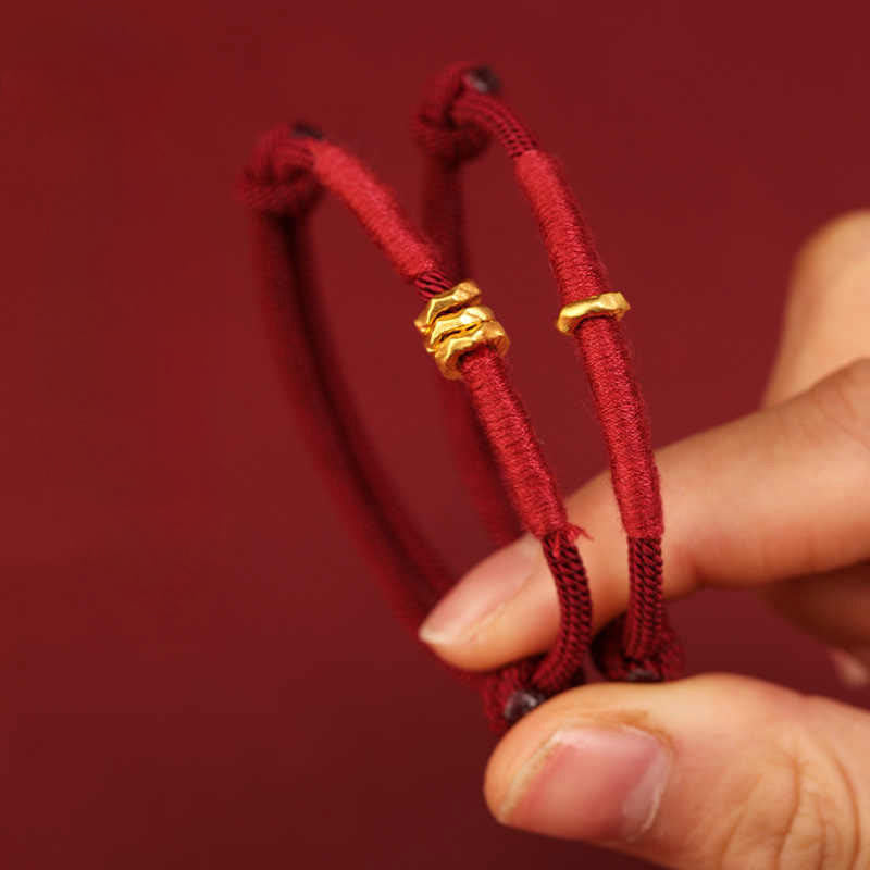 Buddha Stones 999 Gold Ring Design Handmade Luck Braided Red Rope Bracelet Anklet