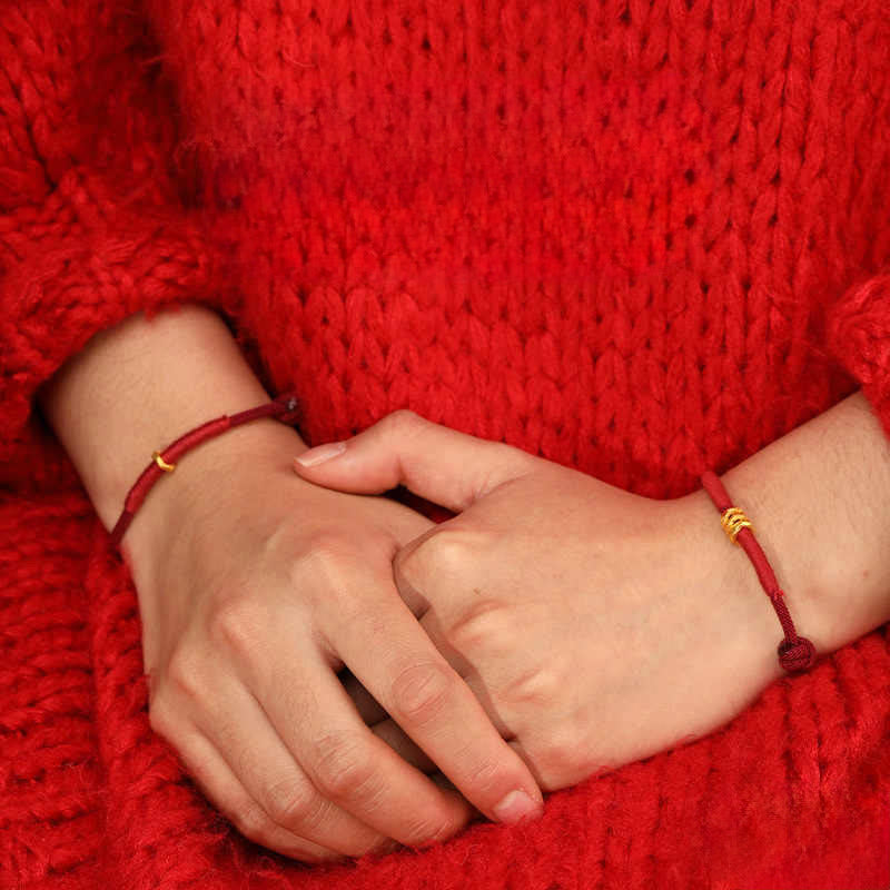 Buddha Stones 999 Gold Ring Design Handmade Luck Braided Red Rope Bracelet Anklet