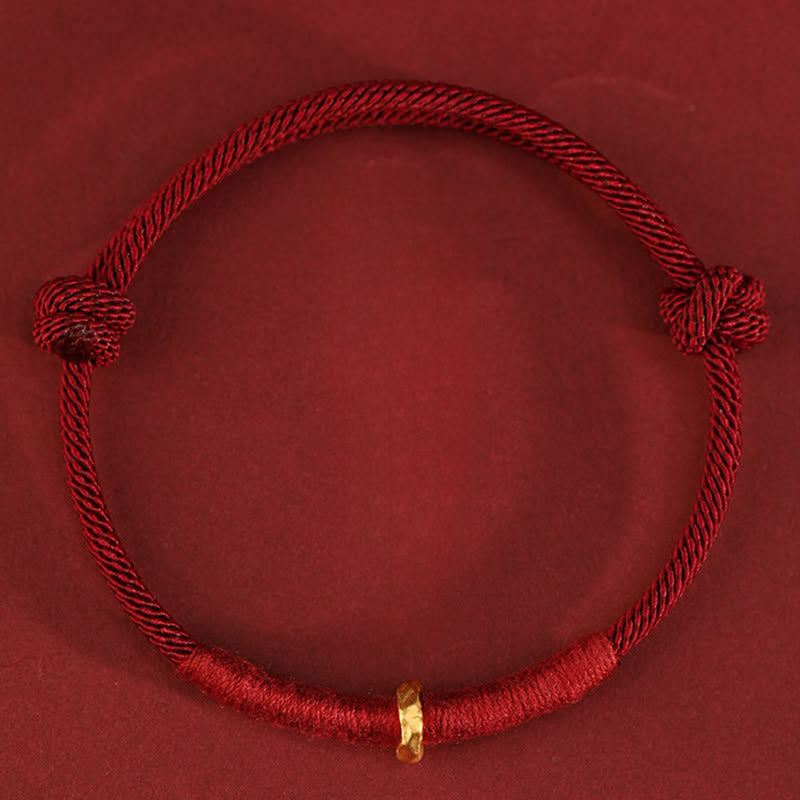 Buddha Stones 999 Gold Ring Design Handmade Luck Braided Red Rope Bracelet Anklet