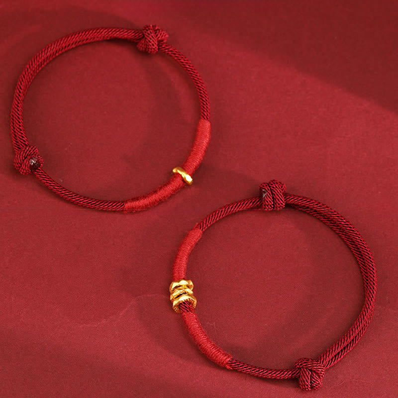Buddha Stones 999 Gold Ring Design Handmade Luck Braided Red Rope Bracelet Anklet