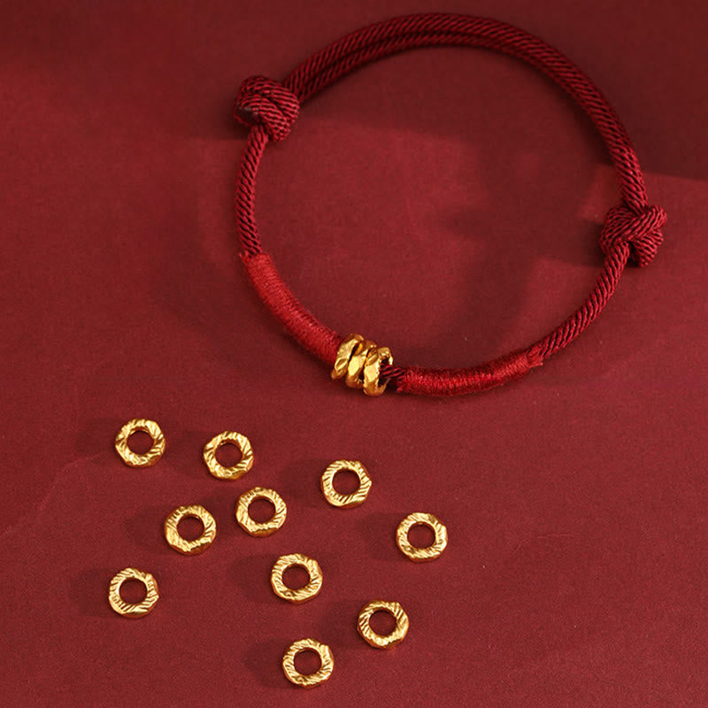 Buddha Stones 999 Gold Ring Design Handmade Luck Braided Red Rope Bracelet Anklet