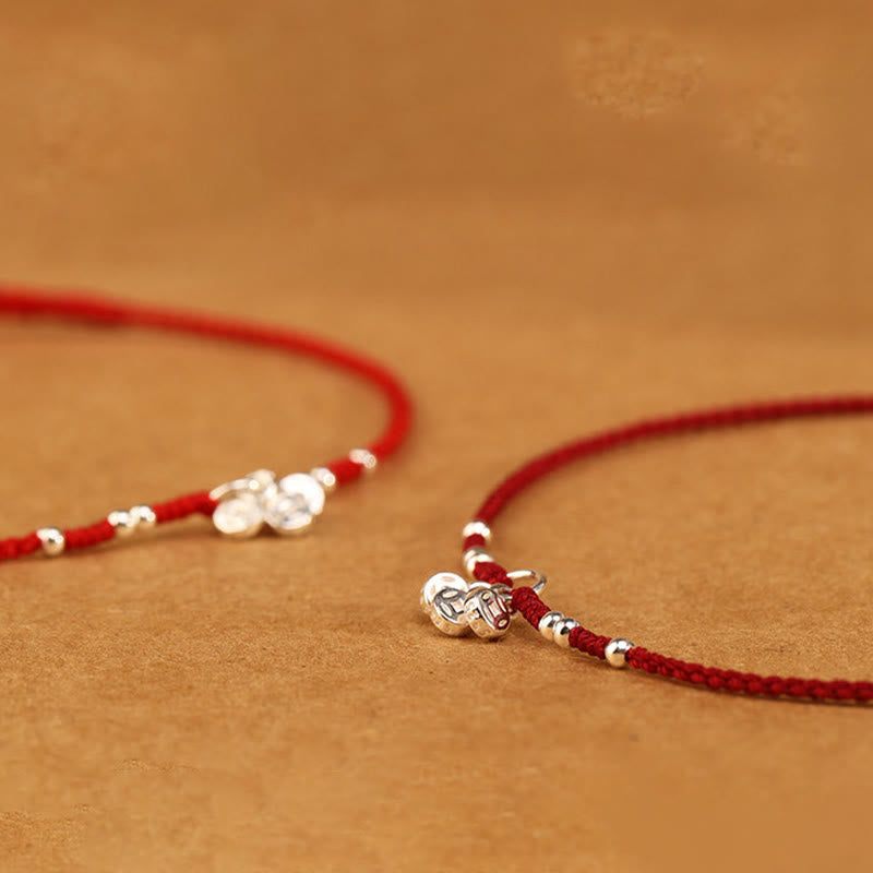 Buddha Stones Handcrafted 925 Sterling Silver Copper Coins Design Protection Strength Ultra-Thin Bracelet Anklet