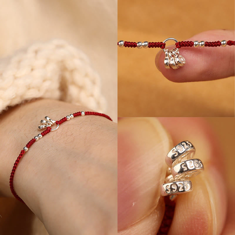 Buddha Stones Handcrafted 925 Sterling Silver Copper Coins Design Protection Strength Ultra-Thin Bracelet Anklet