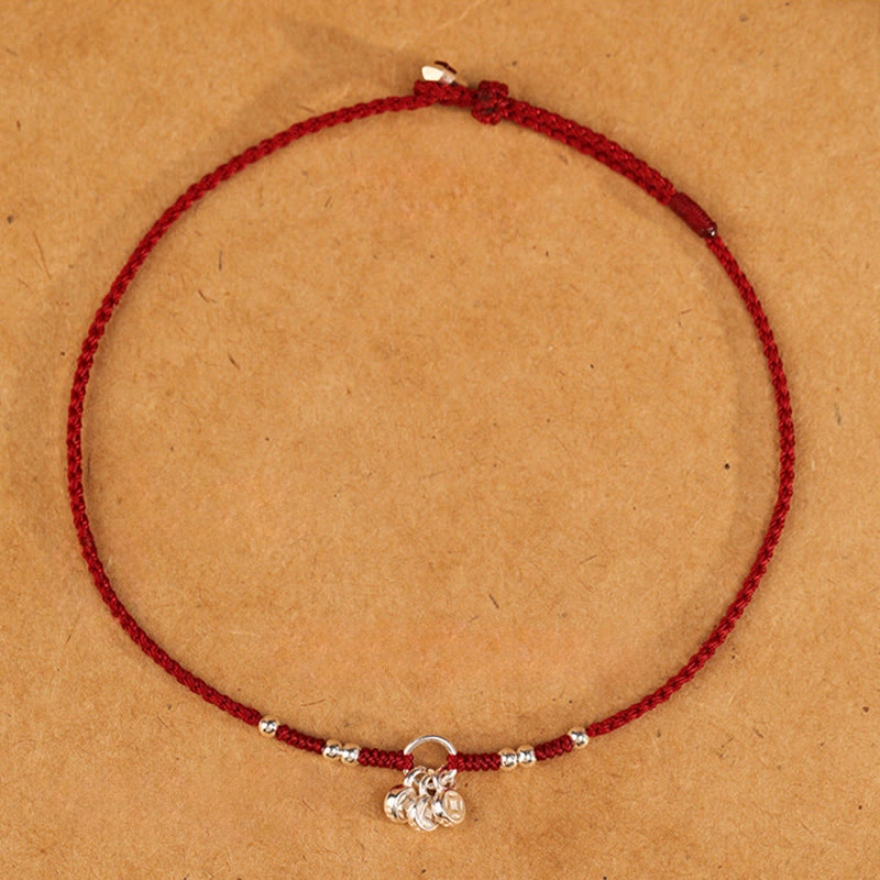 Buddha Stones Handcrafted 925 Sterling Silver Copper Coins Design Protection Strength Ultra-Thin Bracelet Anklet