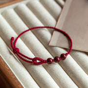 Buddha Stones Handmade Cinnabar Beads Calm Blessing Braided Rope Bracelet