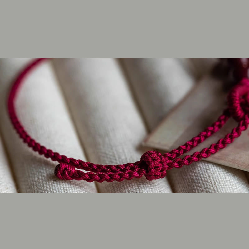 Buddha Stones Handmade Cinnabar Beads Calm Blessing Braided Rope Bracelet