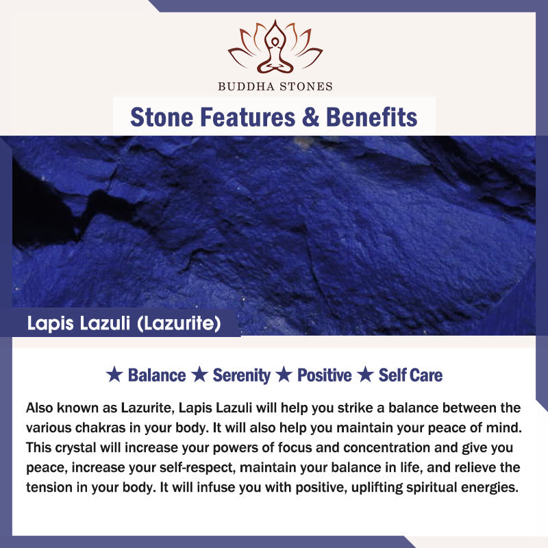Buddha Stones Moonstone Lazurite Lapis Lazuli Calm Healing Positive Bracelet