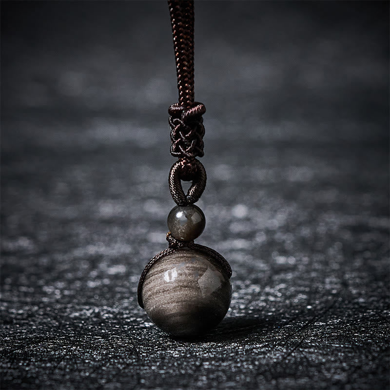 Buddha Stones Tiger's Eye Silver Sheen Obsidian Gold Sheen Obsidian Rainbow Obsidian Positive Necklace Pendant